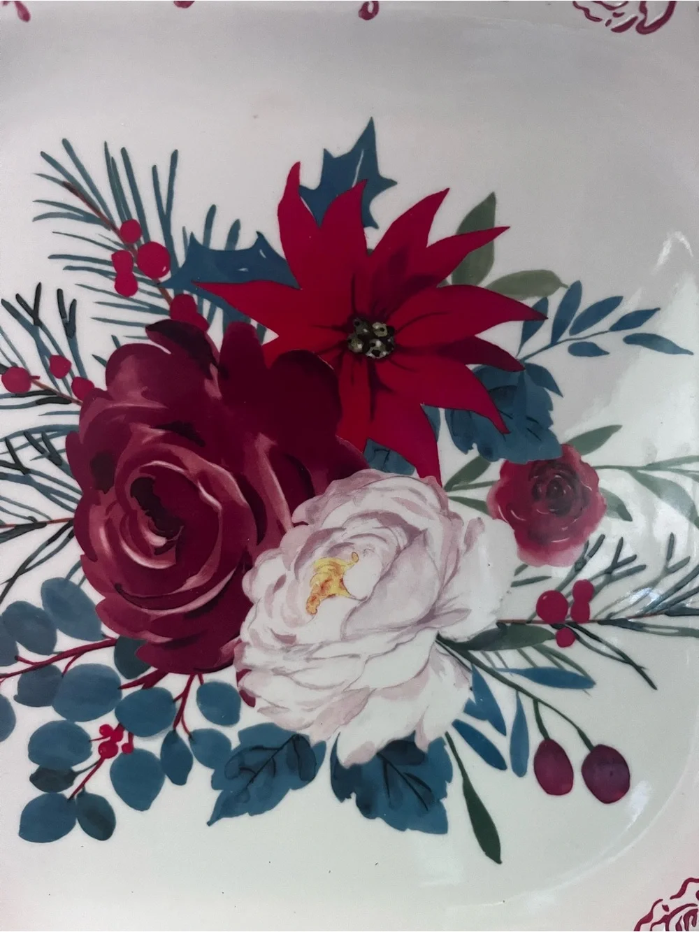 The Pioneer Woman Red and Cream Floral Scalloped Serving Platter